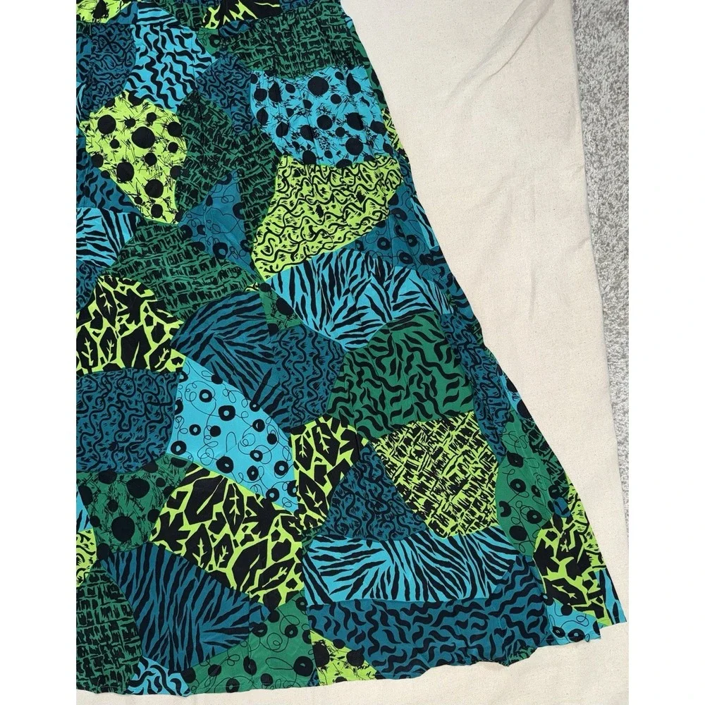 Vintage Diane Von Furstenberg 100% Silk Assets Green Maxi Skirt‎ Women's 2X
